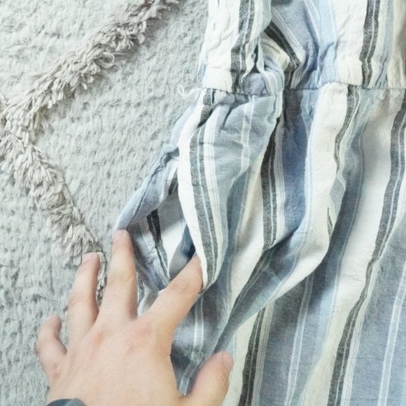 Lane Bryant Cropped Wide Leg Jumpsuit Womens Plus Size 18 Striped Linen Blend - Picture 6 of 14